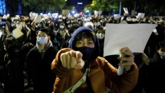 Protest in Peking am ersten Advent gegen die strikten Corona-Beschränkungen.